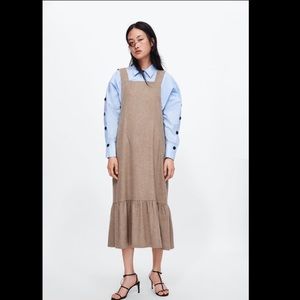 Zara Tan Pinafore Midi Dress